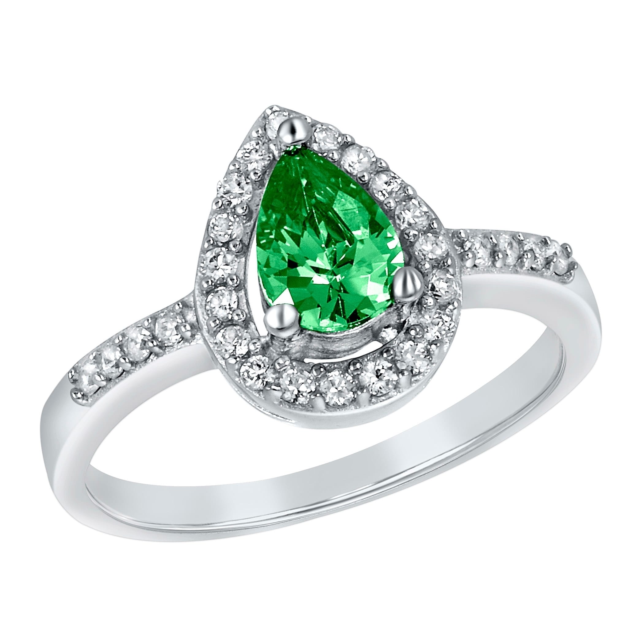 sterling silver emerald and diamond ring