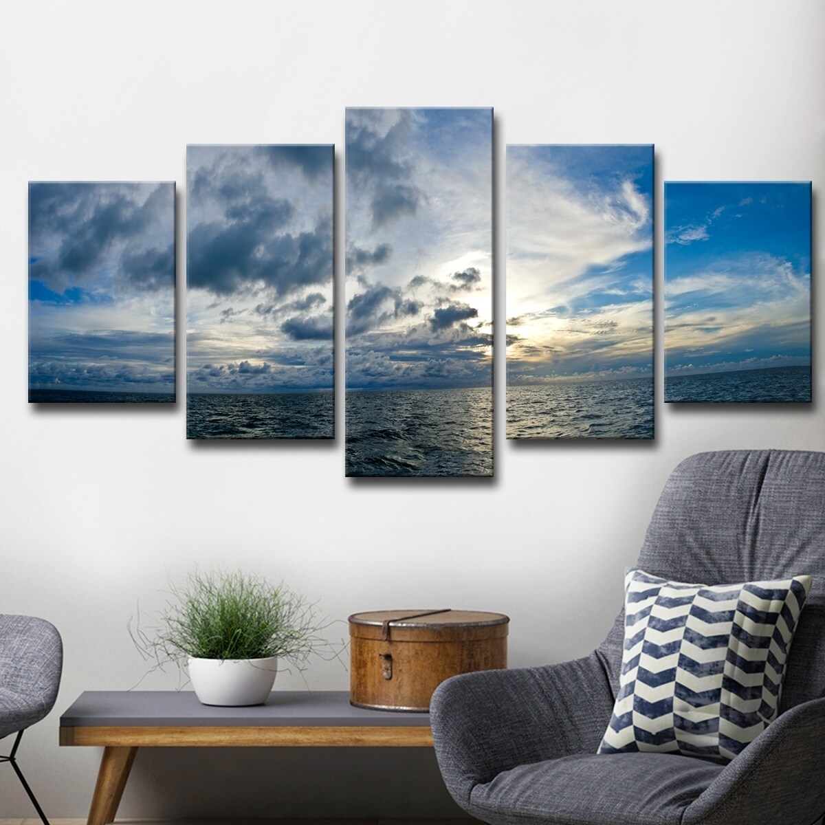 Shop Sunset At Sea Multi Piece Canvas Art Set By Chris Doherty Blue Overstock 8307193