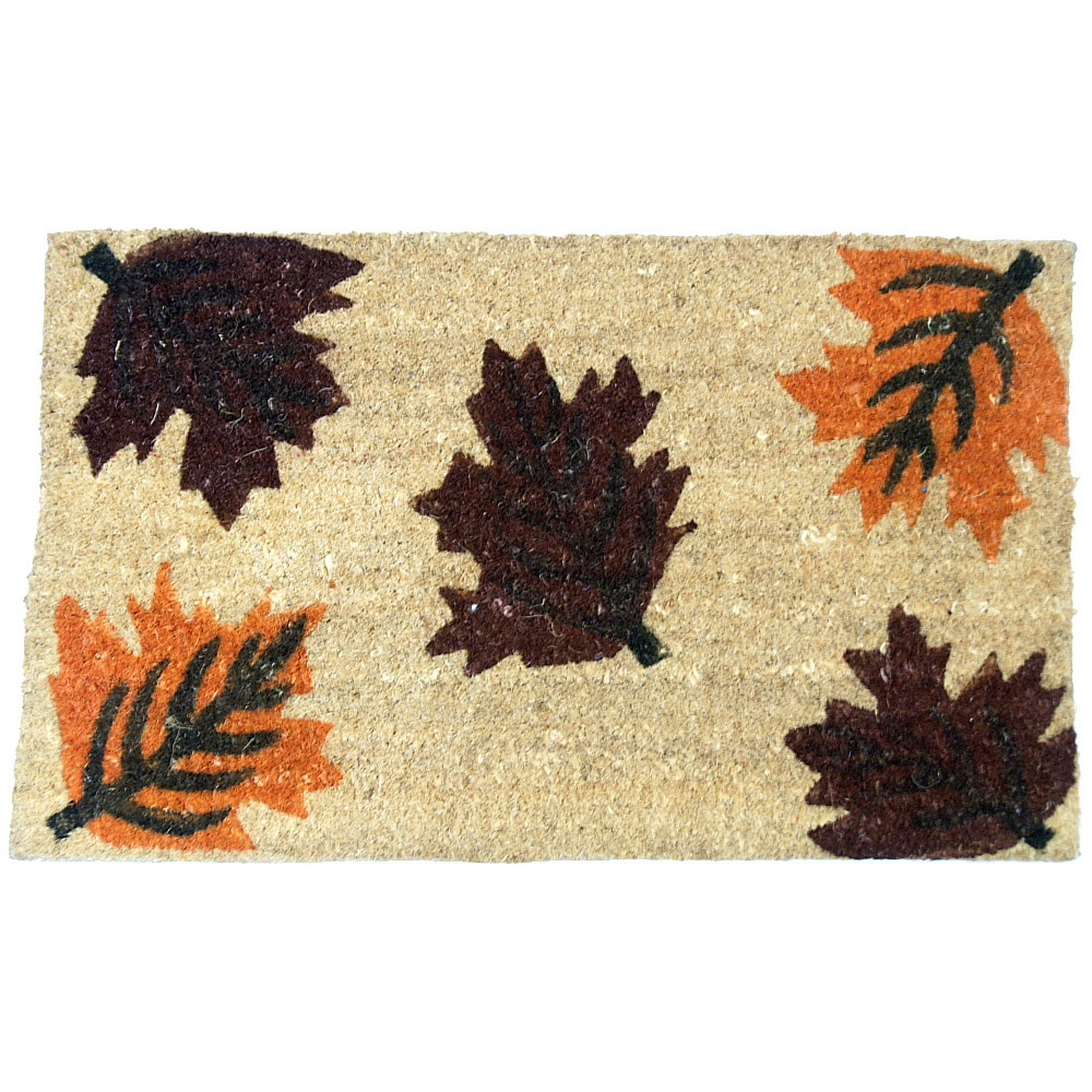 Rubber cal Maple Leaf Coir Outside Door Mat (18 X 30)