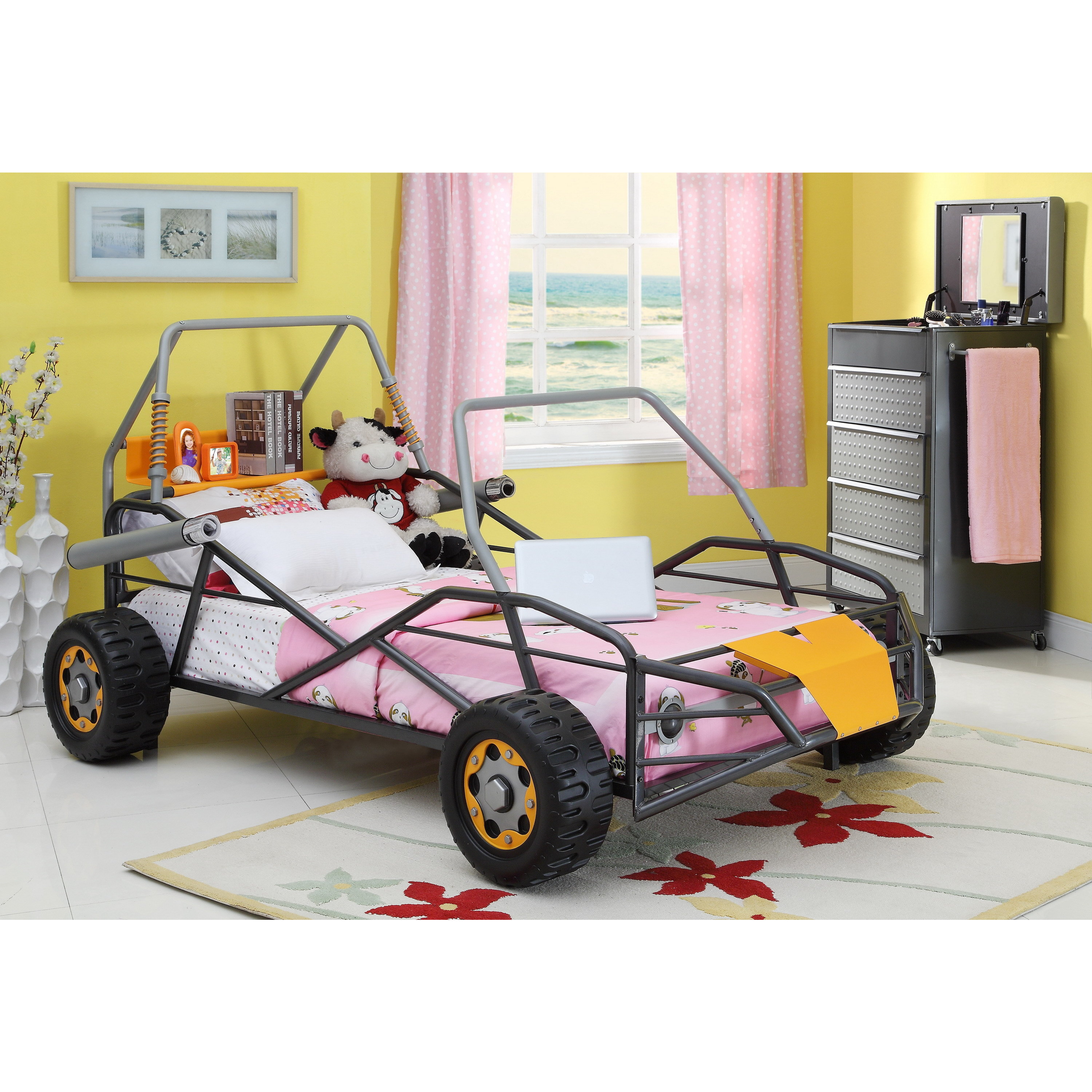 Williams Home Furnishing Youth Twin Size Car Bed Metallic Size Twin