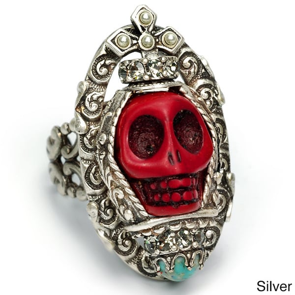 Sweet Romance Carved Red Skull Queen Ring  ™ Shopping