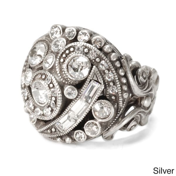 Sweet Romance 1920s Crystal Deco Swirl Ring Sweet Romance Fashion Rings