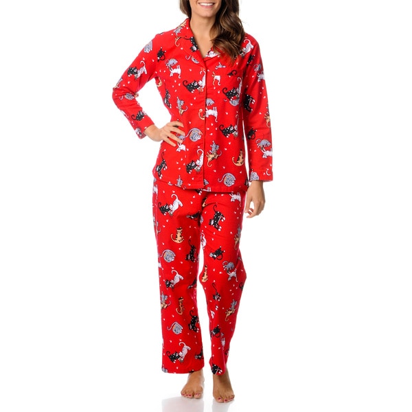 Shop La Cera Women S Kitty Kat Print Pajama Set Free