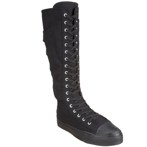 Demonia Men's 'Deviant-303' Black Knee-high Sneaker Boots - 15623853 ...
