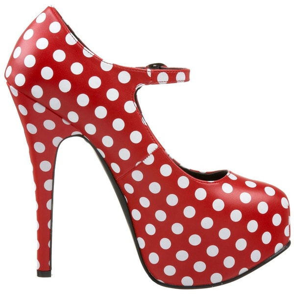 polka dot platform heels