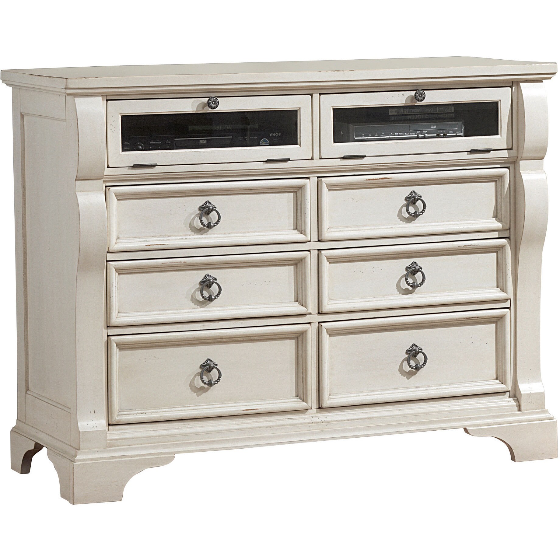 Details About Traditions 6 Drawer Entertainment Chest By Greyson Living Antique White 6 Drawer