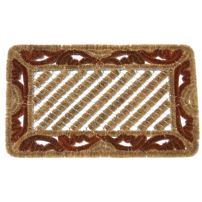 Rubber-Cal Outdoor Christmas Doormat Kit - 2 Coco Coir Doormats & 1 Herringbone Boot Scraper