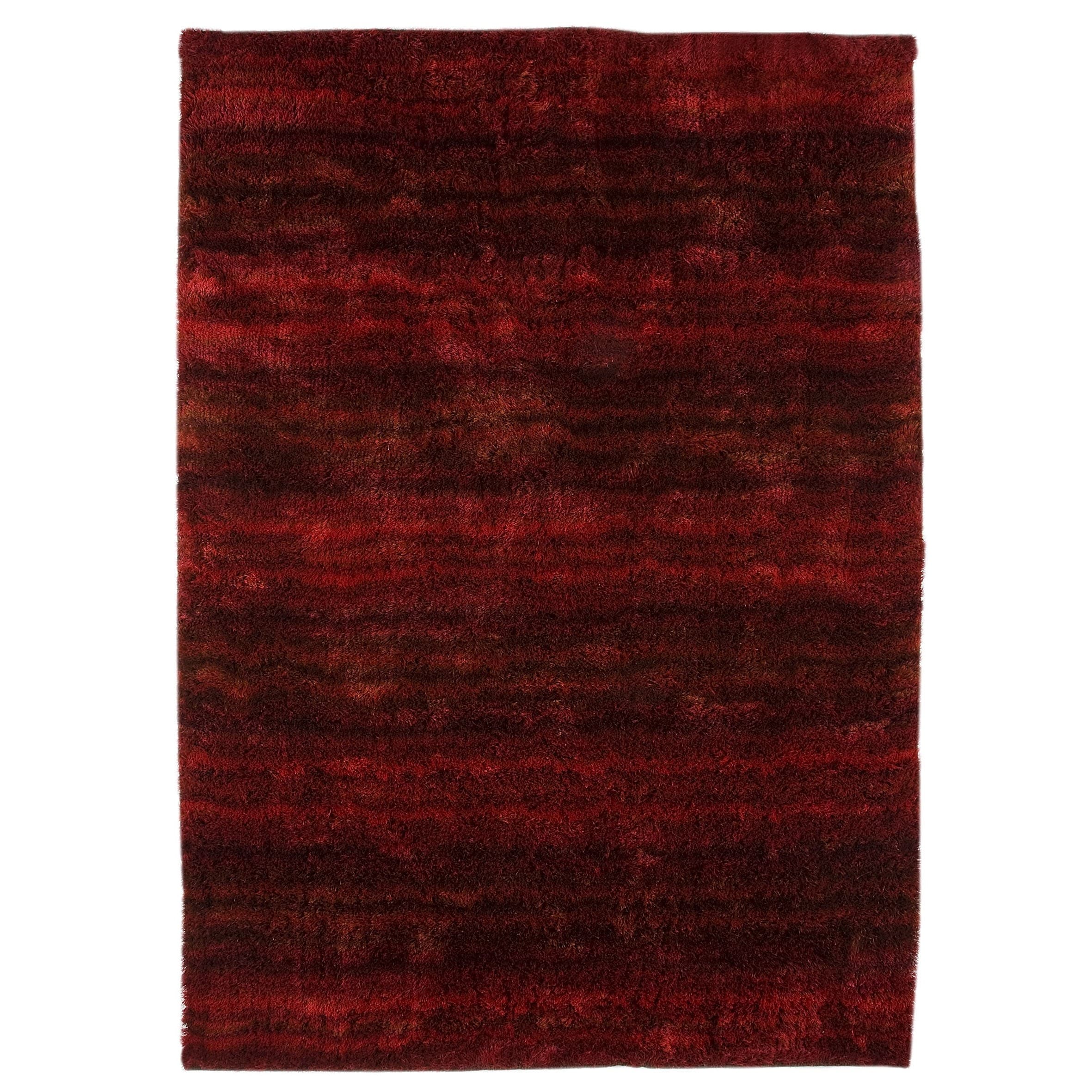 Hand woven Delh Red Polyester Rug (5 X 8)