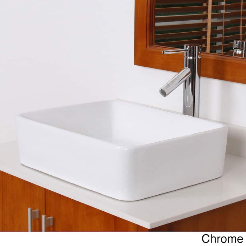 Elite High Temperature Ceramic Bathroom Sink Faucet Set - Chrome Finish Faucet+Sink