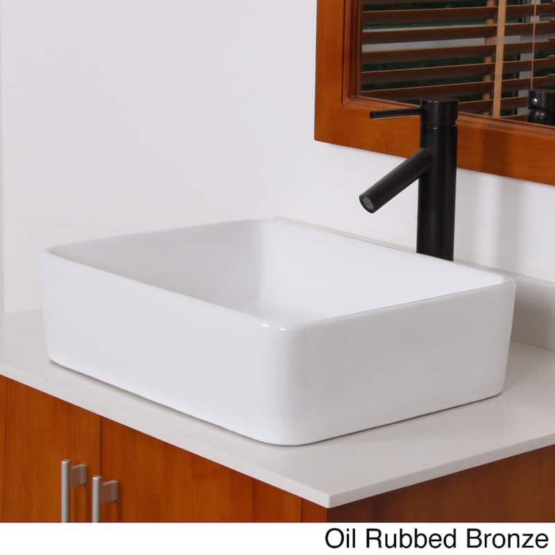 Elite High Temperature Ceramic Bathroom Sink Faucet Set - Oil Rubbed Bronze Finish Faucet+Sink