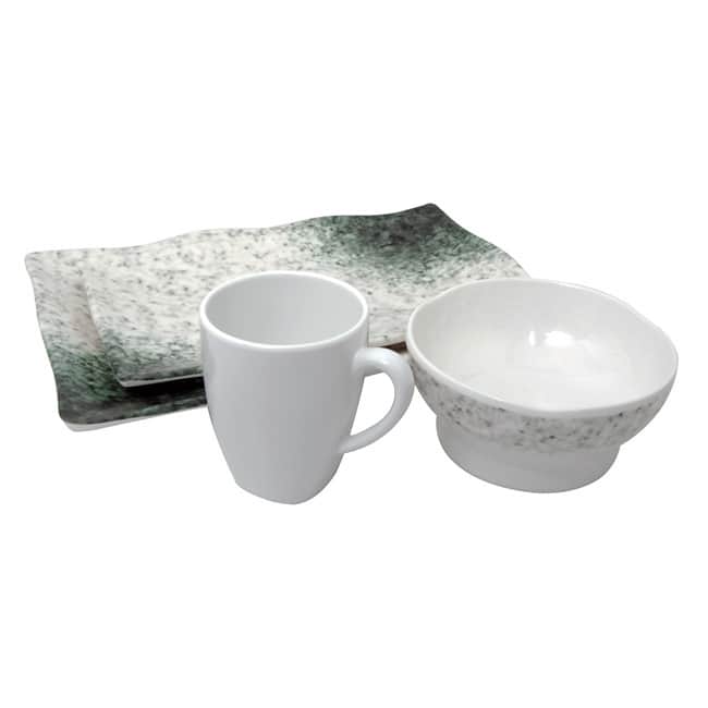 Marble Melamine 4-piece Dinner set - 9' x 12'