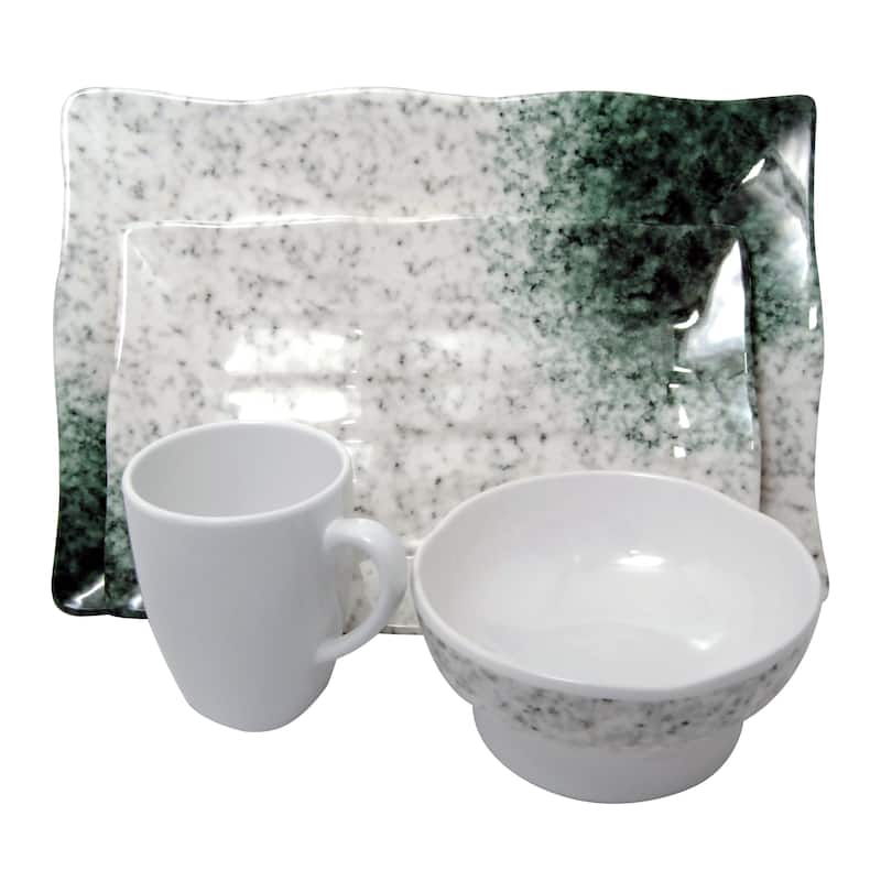 Marble Melamine 4-piece Dinner set - 9' x 12' - 4 Piece - 9' x 12' - White