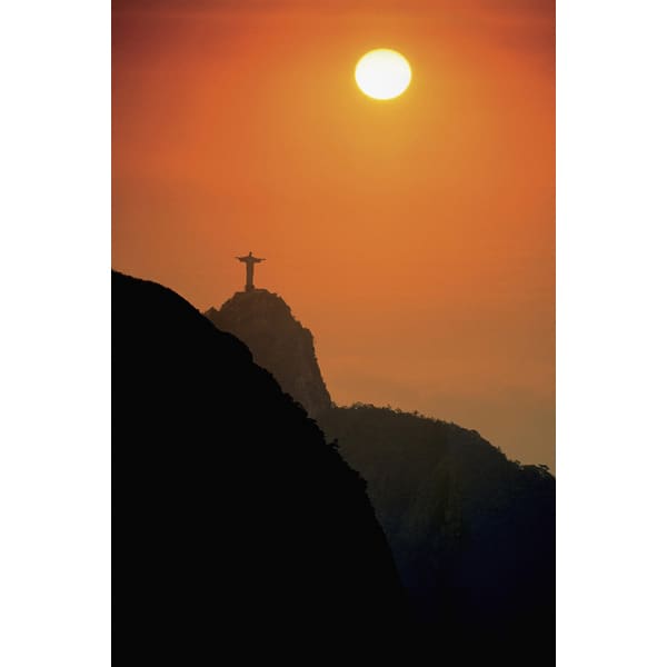 Silhouette of Satue of Jesus Christ at Sunset, Rio de Janeiro, Brazil