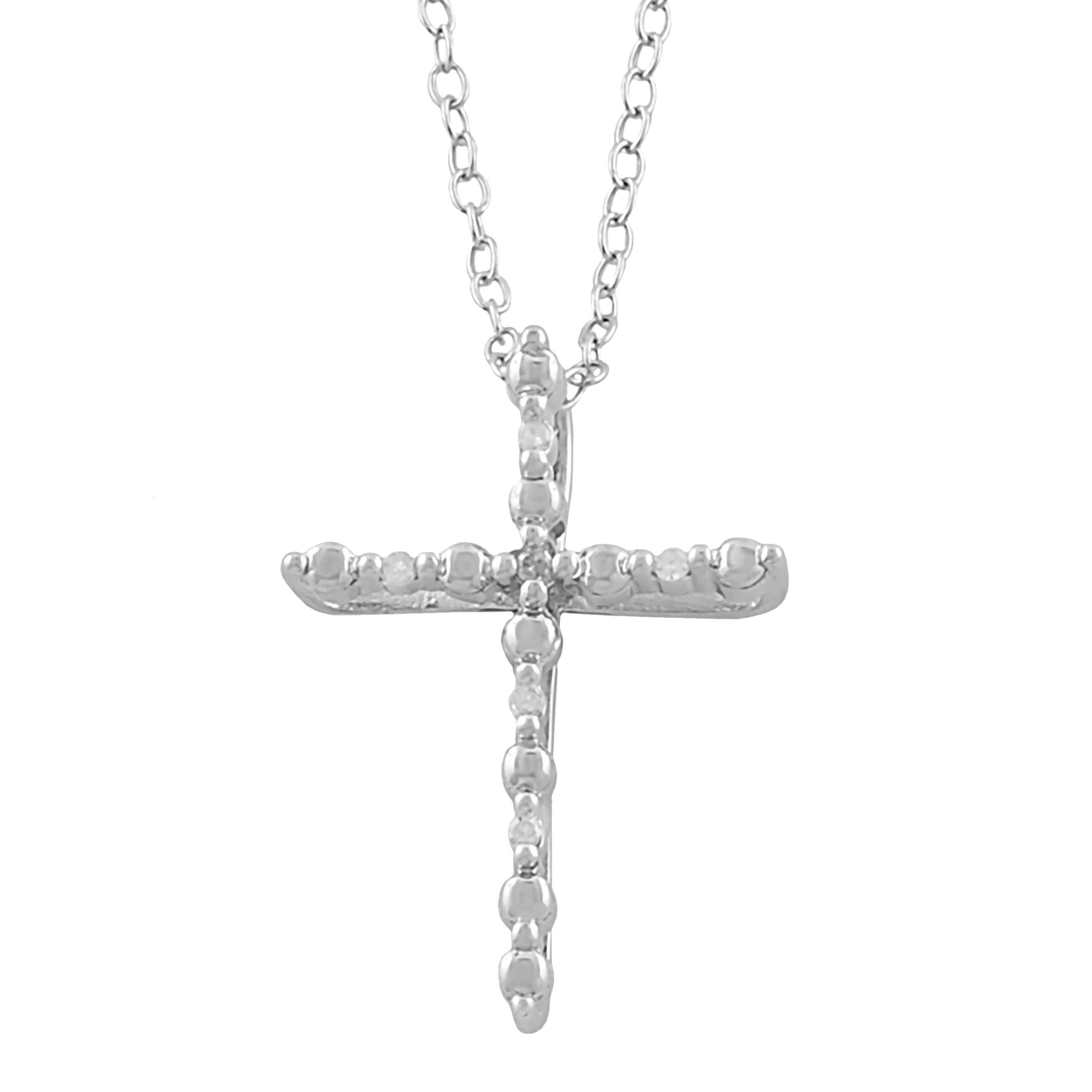 FB Jewels 10K Rhodium Plated Yellow Gold Diamond-Cut Cross Pendant FB Jewels 10K Rhodium Plated Yellow Gold Diamond-Cut Cross Pendant