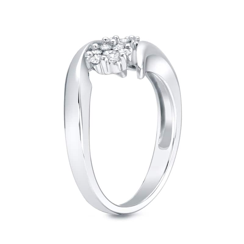 Auriya 14k White Gold 1/4ct TDW Diamond Cluster Bypass Ring