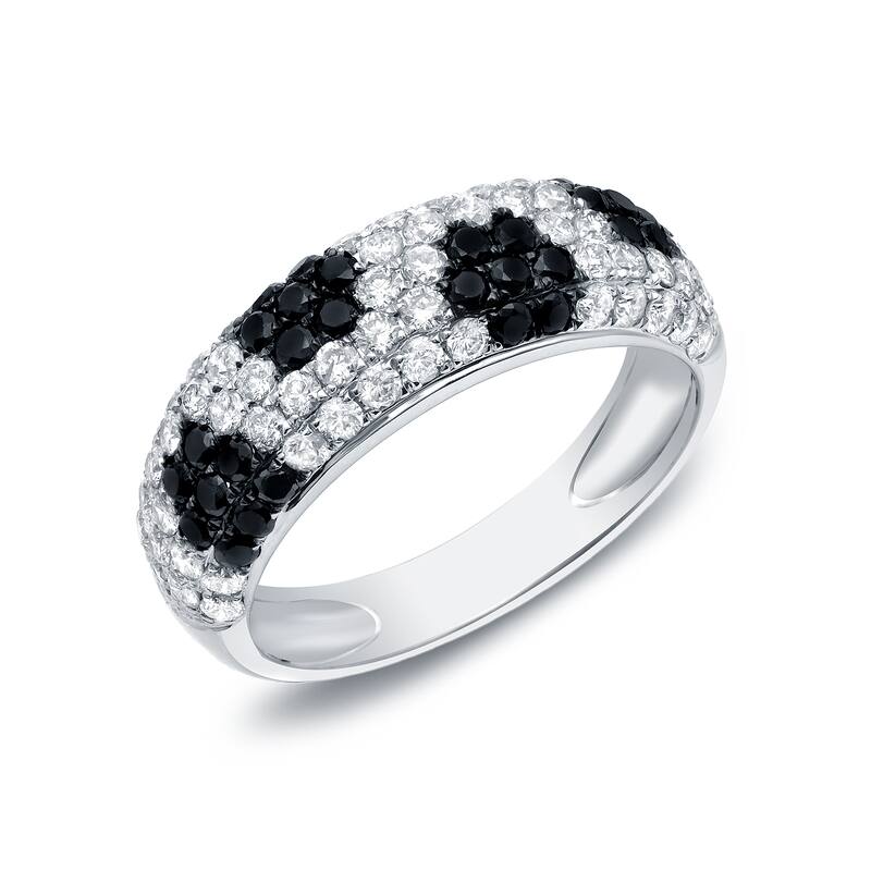 Auriya Modern Polka Dot 1 1/2ct TDW 5-row Black and White Diamond Pave Wedding Ring 14k White Gold - 5