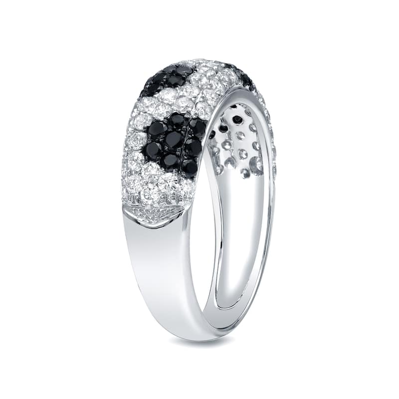 Auriya Modern Polka Dot 1 1/2ct TDW 5-row Black and White Diamond Pave Wedding Ring 14k White Gold