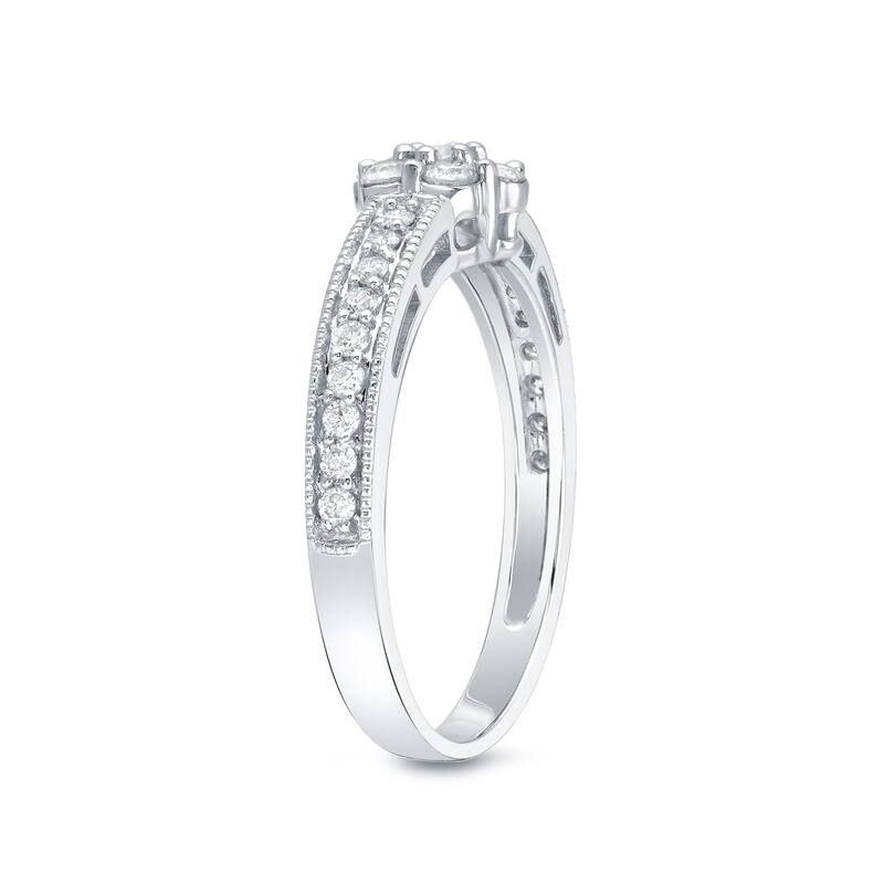 Auriya 14k White Gold 1/2ct TDW Vintage Inspired Clustered Diamond Halo Engagement Ring