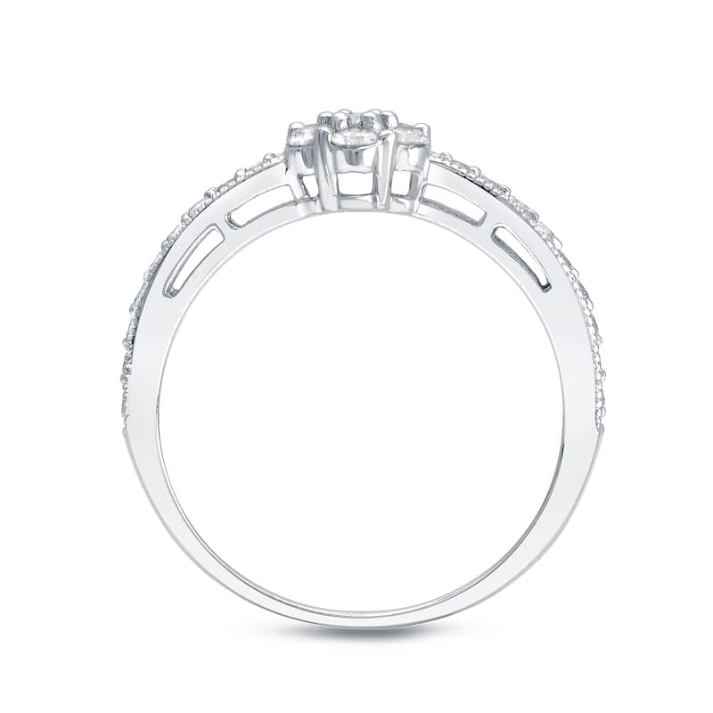 Auriya 14k White Gold 1/2ct TDW Vintage Inspired Clustered Diamond Halo Engagement Ring
