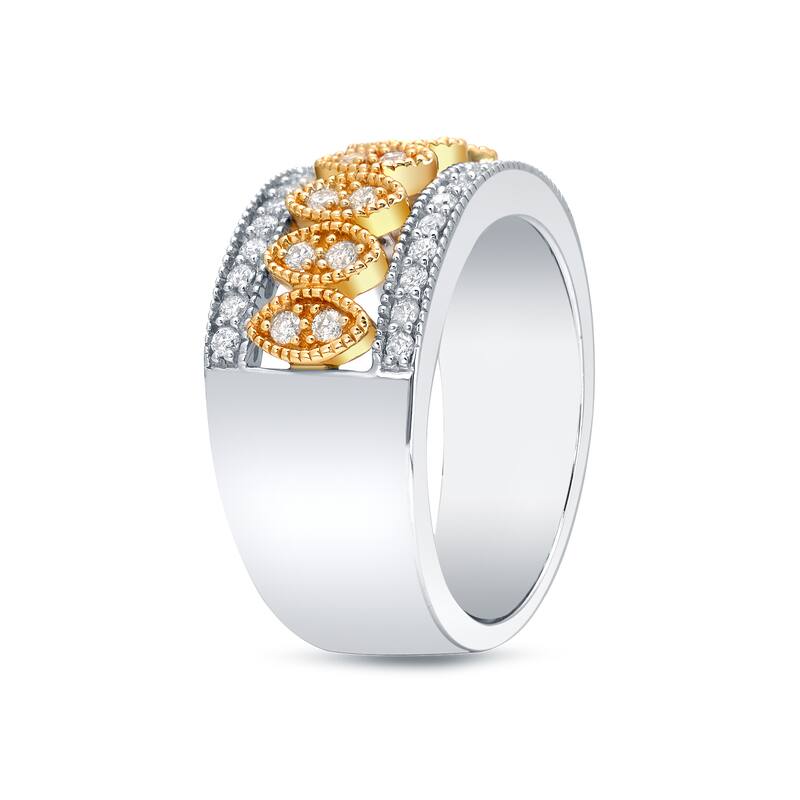 Auriya 14k Two-tone Gold 1/2ct TDW Vintage Inspired Wide Diamond Wedding Band
