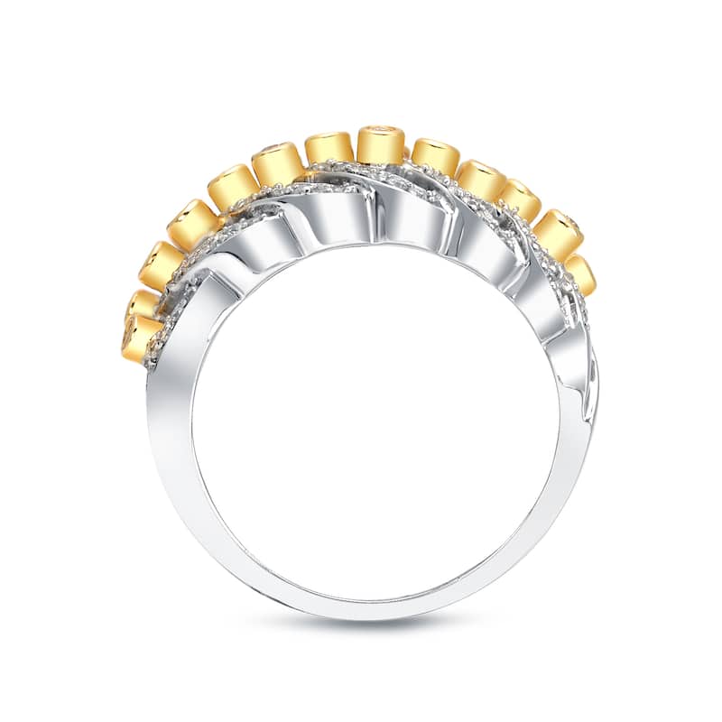 Auriya 14k Two-tone Gold 3/4ct TDW Bezel-set Diamond Band (G-H, I1-I2)