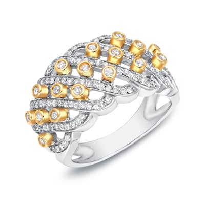 Auriya 14k Two-tone Gold 3/4ct TDW Bezel-set Diamond Band (G-H, I1-I2)