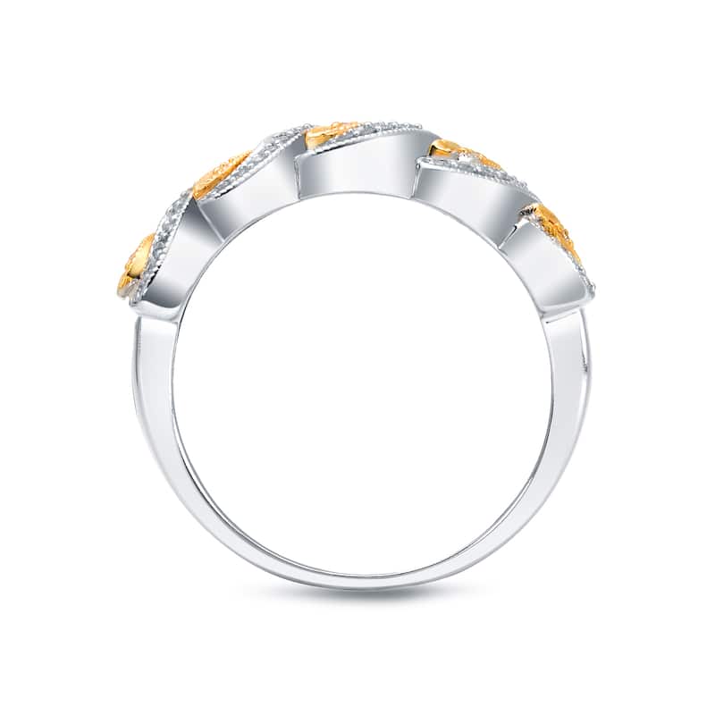 Auriya Vintage Inspired Wide Yellow and White Gold Diamond Wedding Band 1/3cttw 14k Gold
