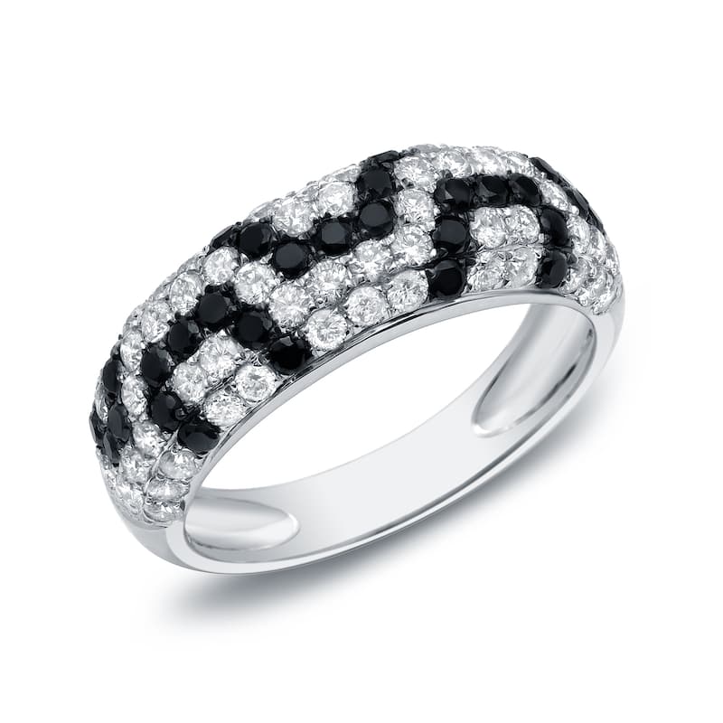 Auriya 14k White Gold 1 1/2ct TDW Black and White Pave-set Diamond Ring - 5