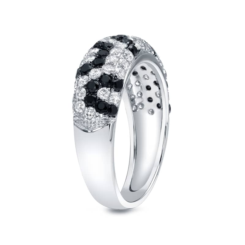 Auriya 14k White Gold 1 1/2ct TDW Black and White Pave-set Diamond Ring