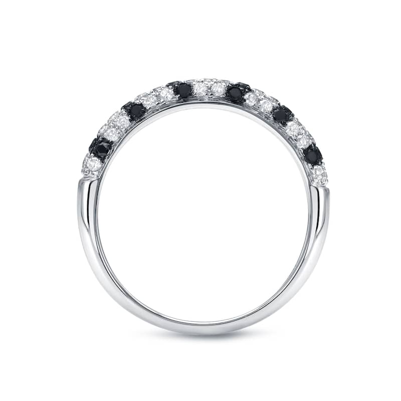 Auriya 14k White Gold 1/4ctw Black and White Pave-set Diamond Ring