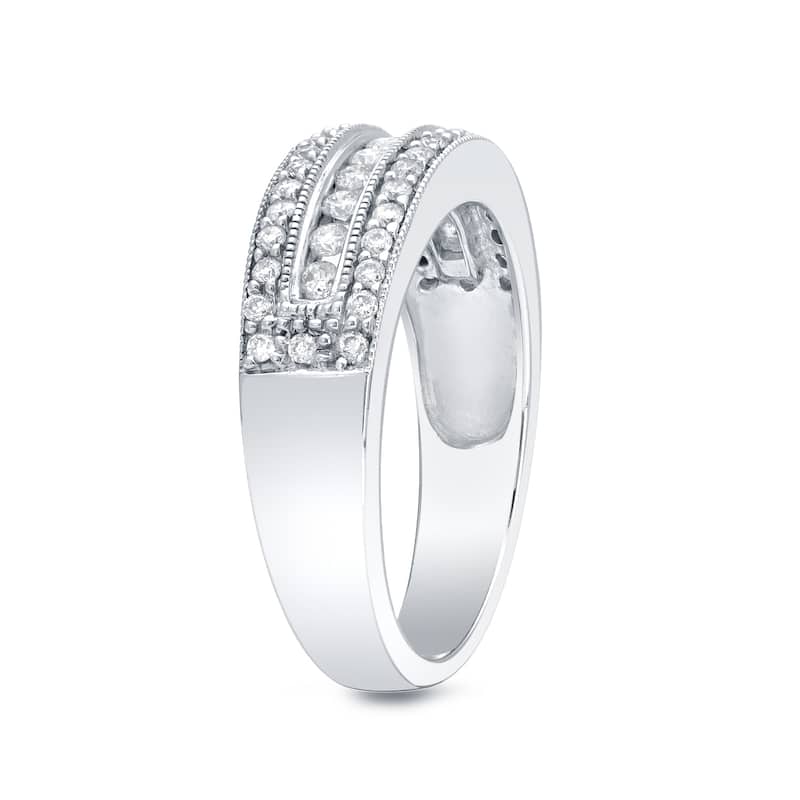 Auriya 14k White Gold 1/2ct TDW Vintage-Inspired Milgrain Diamond Wedding Ring Band