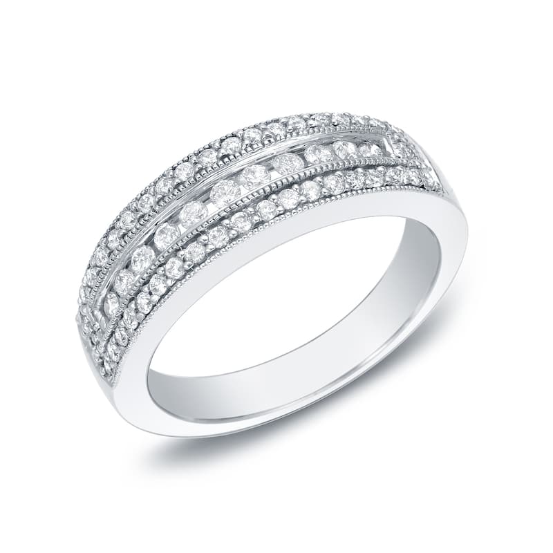 Auriya 14k White Gold 1/2ct TDW Vintage-Inspired Milgrain Diamond Wedding Ring Band - 5