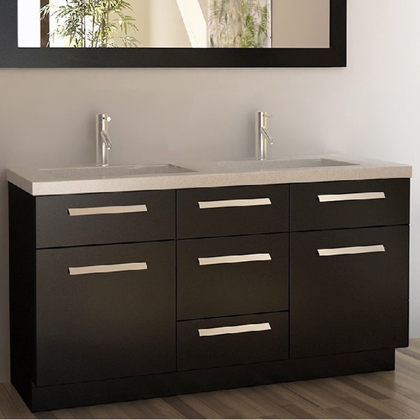 Design Element Moscony Espresso 60inch Double Sink Vanity