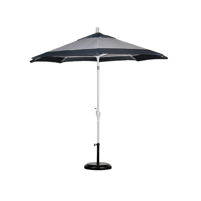 Shop Lauren Company Two Tone White Slate Blue 9 Foot Patio Umbrella And Stand Overstock 8310907