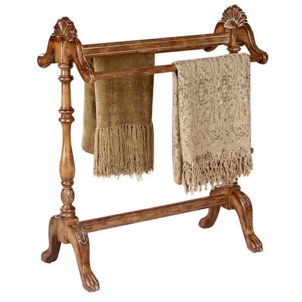 Shop Hand Carved Vintage Oak Finished Blanket Quilt Stand