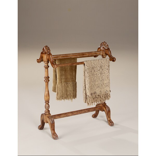 Shop Handcarved Vintage Oak Finished Blanket/ Quilt Stand On Sale