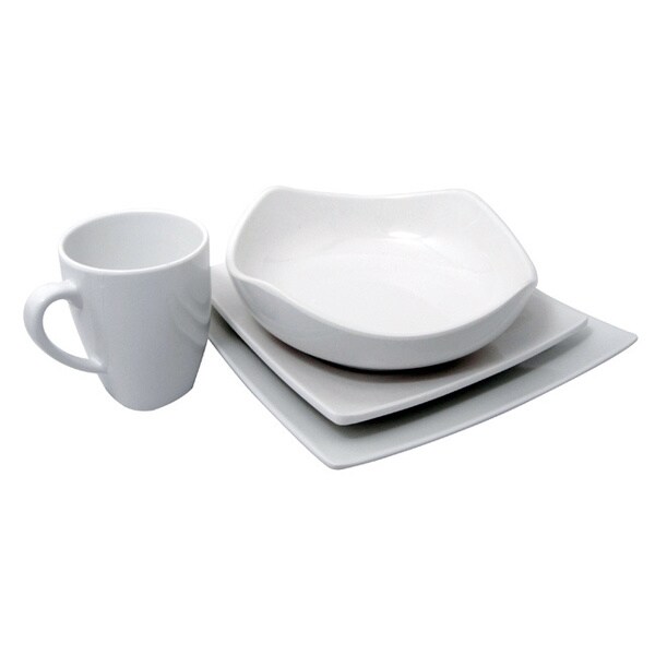 Shop Le Chef Melamine White Square 4piece Dinnerware Set On Sale