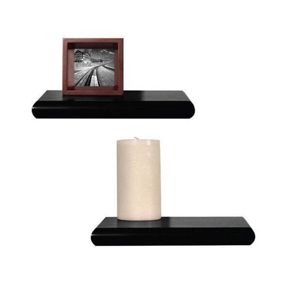 Black Floating Wall Mount Shelves (Set of 2) Free Shipping On Orders