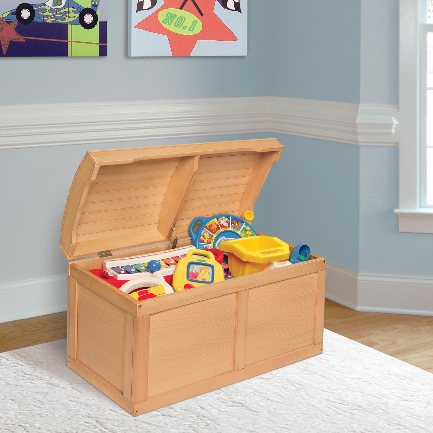 natural wood toy chest