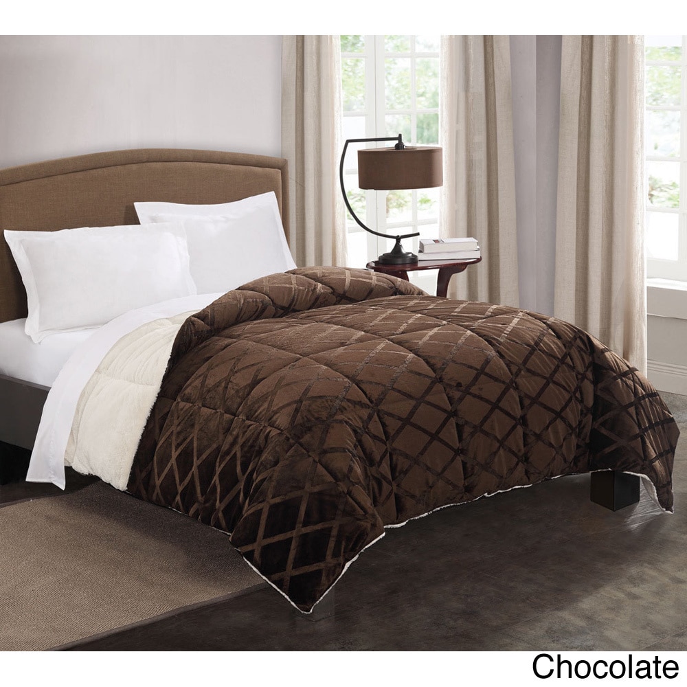 Embossed Mink To Faux fur Reversible Down Alternative Comforter