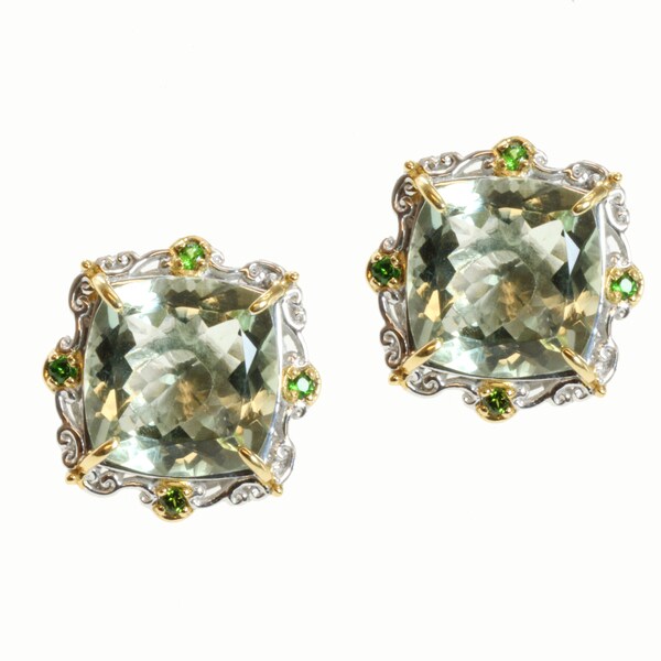 Michael Valitutti Two Tone Green Amethyst And Chrome Diopside Michael Valitutti Two Tone Green Amethyst And Chrome Diopside Earrings