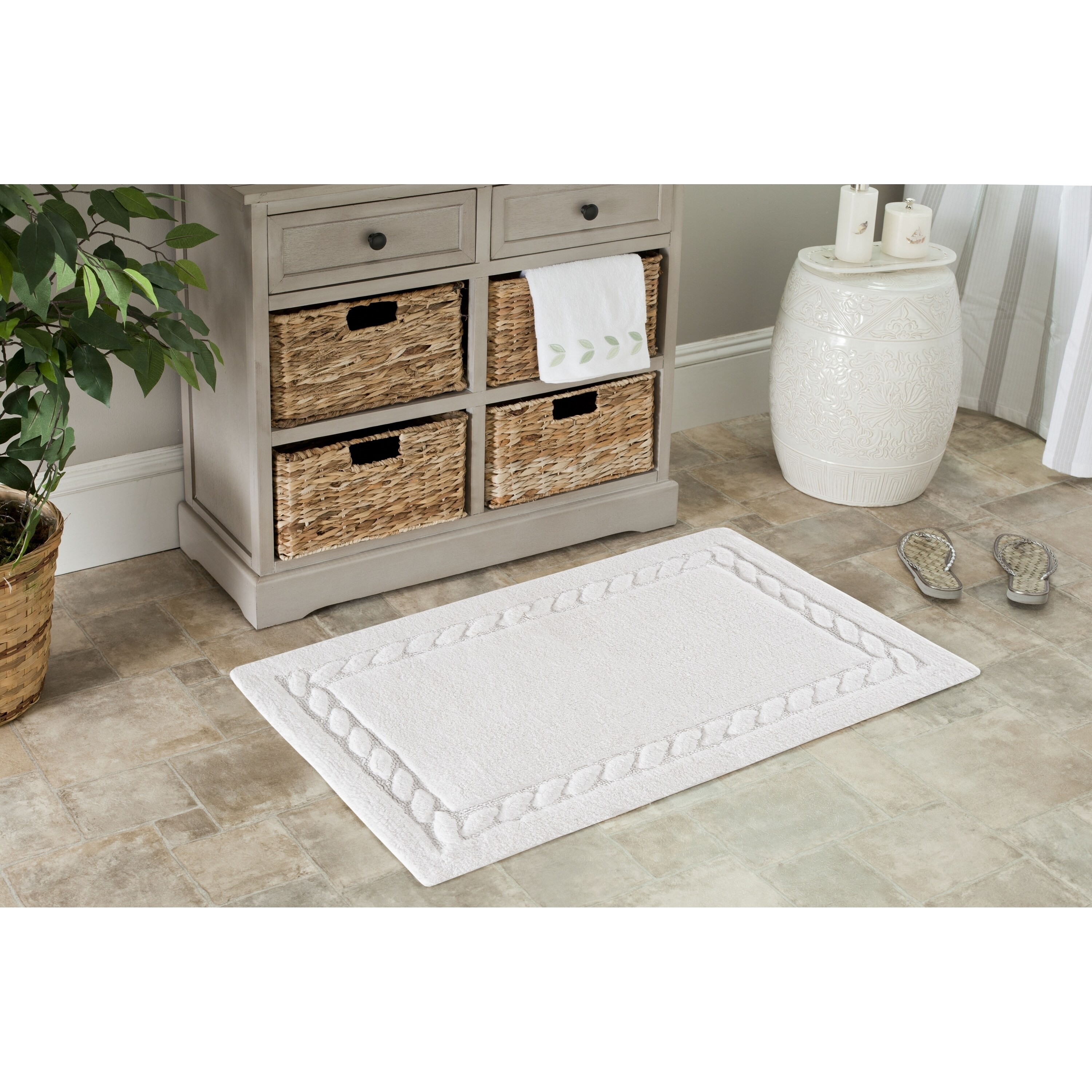 Shop Safavieh White Cable Plush Bath Mat 21 X 34 Set Of 2 21