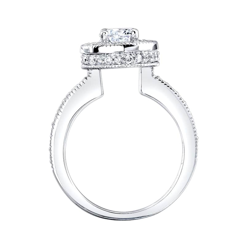 Auriya Vintage 2 carat TW Round Halo Diamond Engagement Ring Wedding Band Set 14k Gold Certified