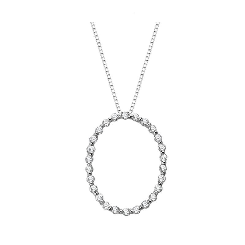 Auriya 1/2ctw Oval Hoop Diamond Necklace 14k White Gold (H-I, SI1-SI2)
