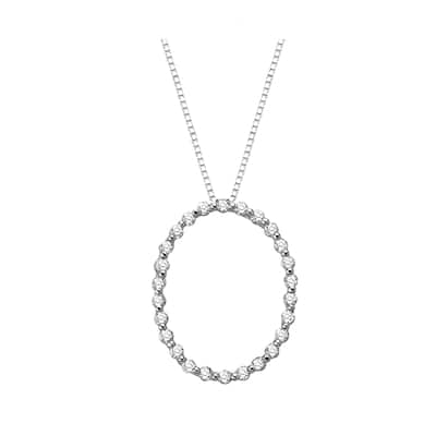 Auriya 1/2ctw Oval Hoop Diamond Necklace 14k White Gold (H-I, SI1-SI2)
