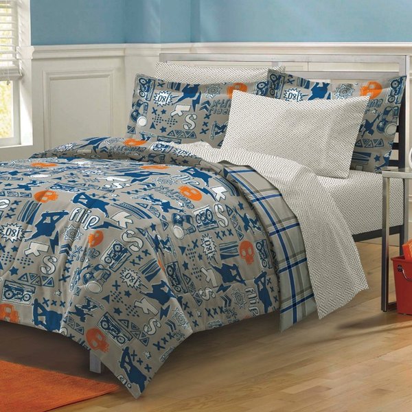 X-factor Grey 7-piece Bed in a Bag with Sheet Set