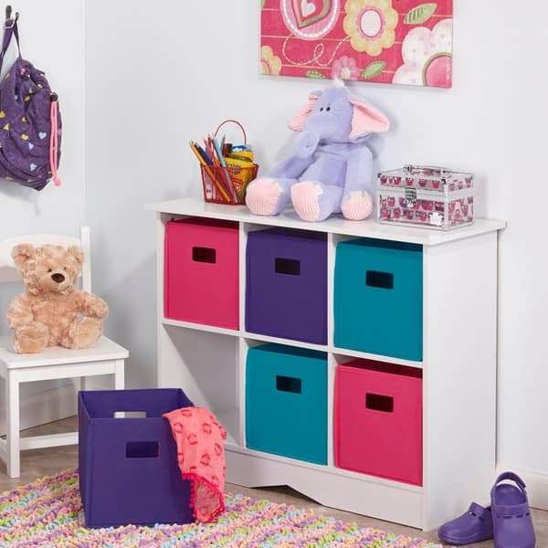 Shop Riverridge Kids White 6 Bin Bookcase Cabinet Overstock