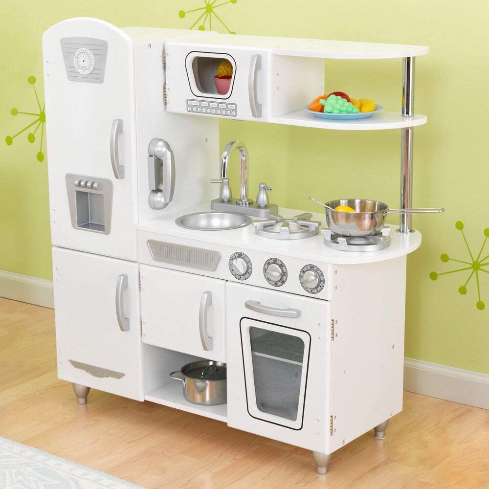 KidKraft White Vintage Uptown Retro Kitchen Playset For Kids Refrigerator Play | eBay