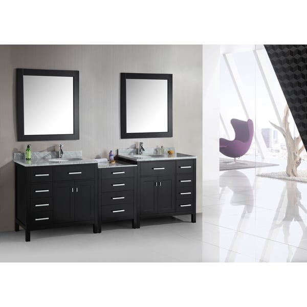 London Collection Espresso 92 inch Double Sink Vanity Set Bath Vanities