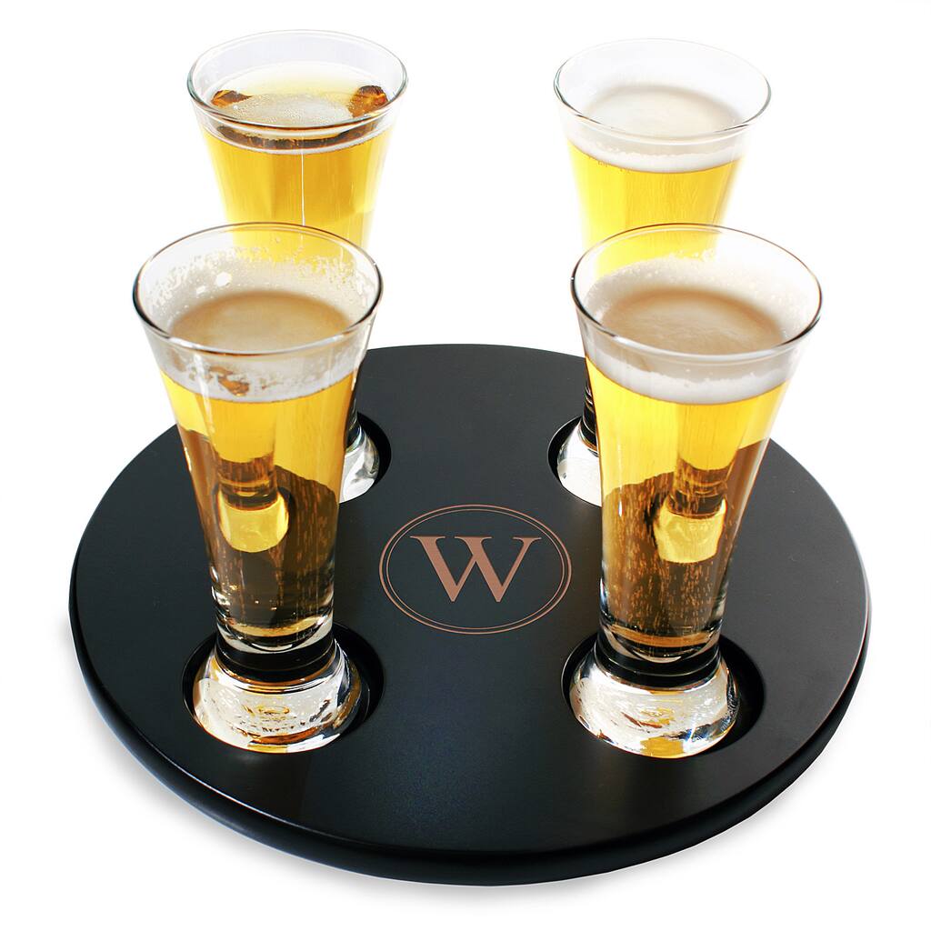 Personalized Round Beer Flight Sampler Glass Set (Set of 4)